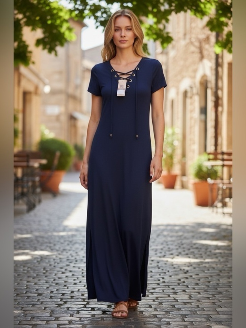 Michael Kors Navy Grommet Maxi 15” Across Chest